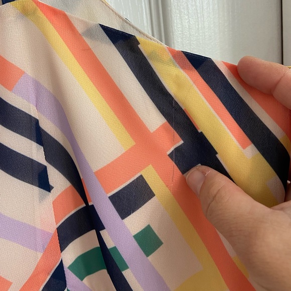 Eloquii Tiered Dress Size 20 Handkerchief Hem Multicolored Lined - Picture 8 of 8